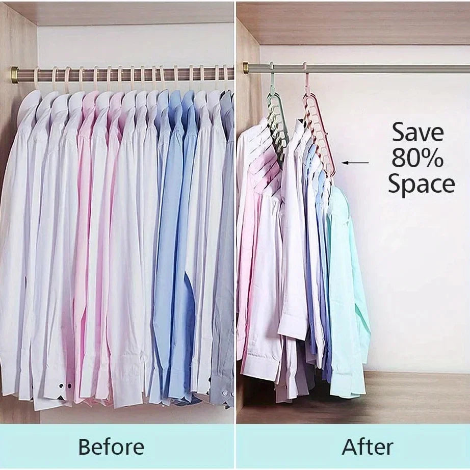 9-Hole Foldable Clothes Hangers Plastic Heavy Duty Space Saving Organizer Hangers For Clothes Home Closet Wardrobe Hanger