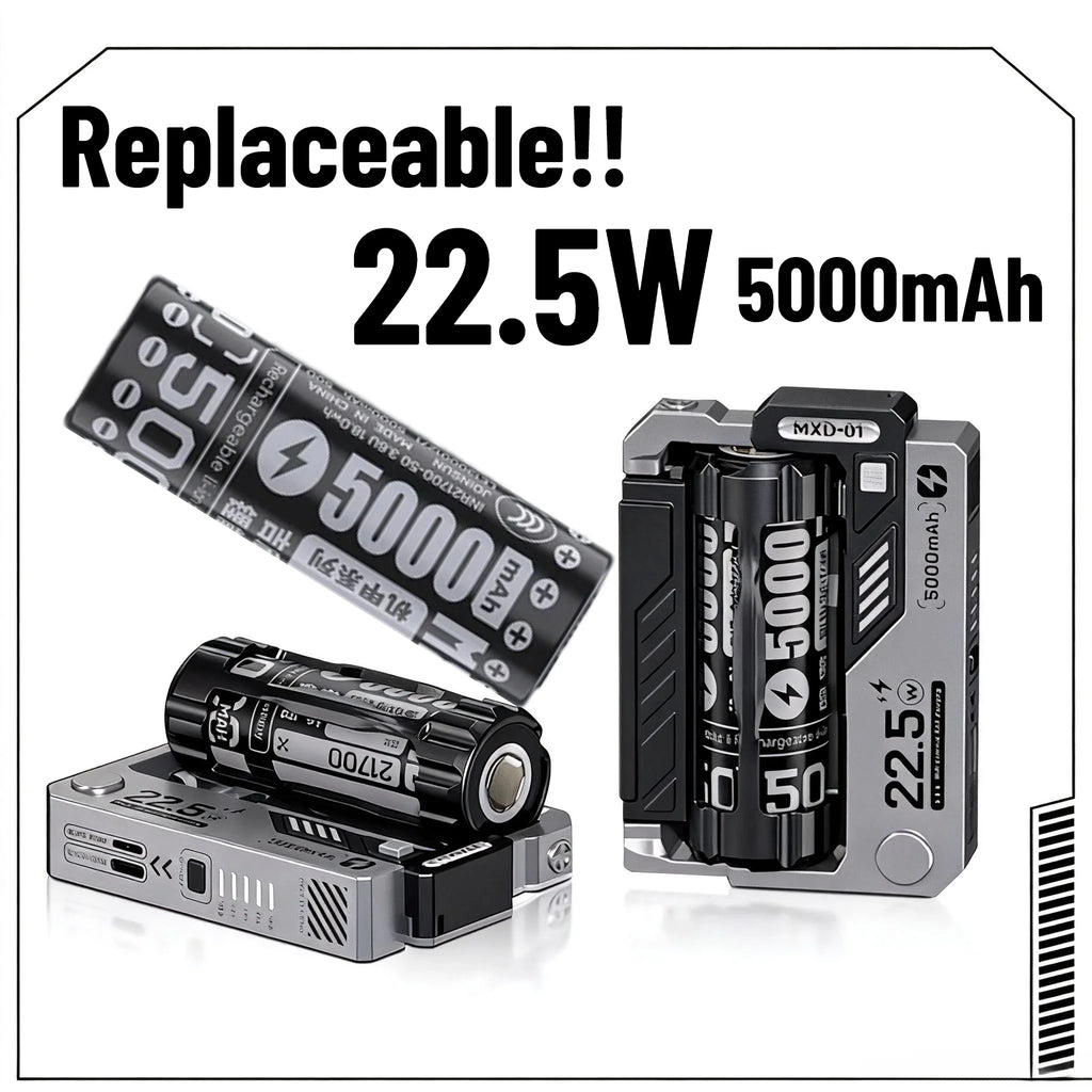 Power Bank with Removable Batteries 22.5W PD, Modular Design for Camping Travel Emergency Power Bank
