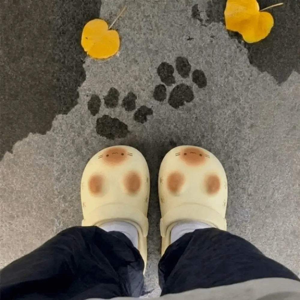 New Waterproof Cat Slippers Bottom Cat Paw Anti Slip Cat Paw Slippers Closed Toe Soft Bottom Small Cat Mules Outdoor Indoor