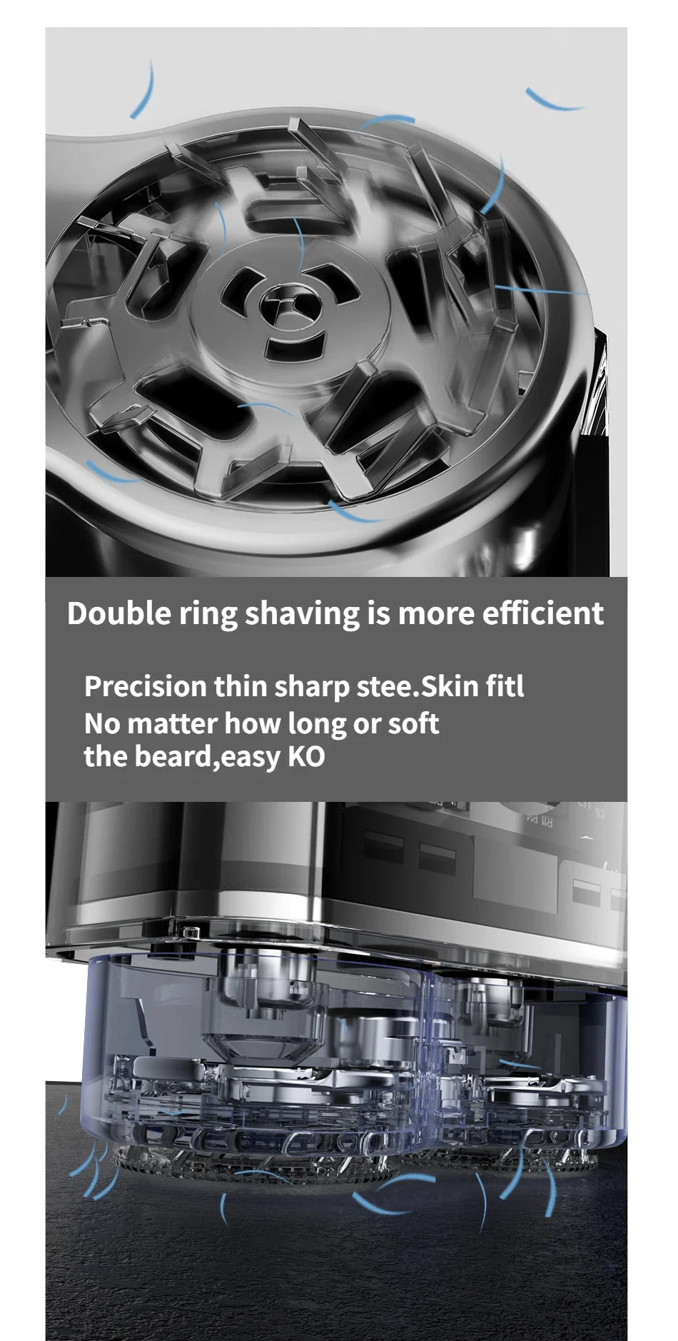 Electric Shaver、Transparent Body Rotary、Mini Portable Waterproof、IPX7 Wet Dry Electric、Travel Men Shaver