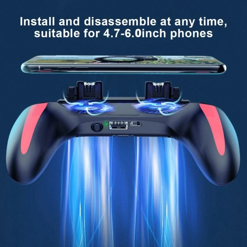 Dual Cooling Fans Mobile Phone Game Controller Gamepad With 2500mAh Battery