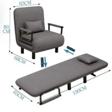 Modern Simplicity Metal Frame Folding Sofa Bed Dual-Purpose Study Lunch Break Two-in-One Single Sofa Bed