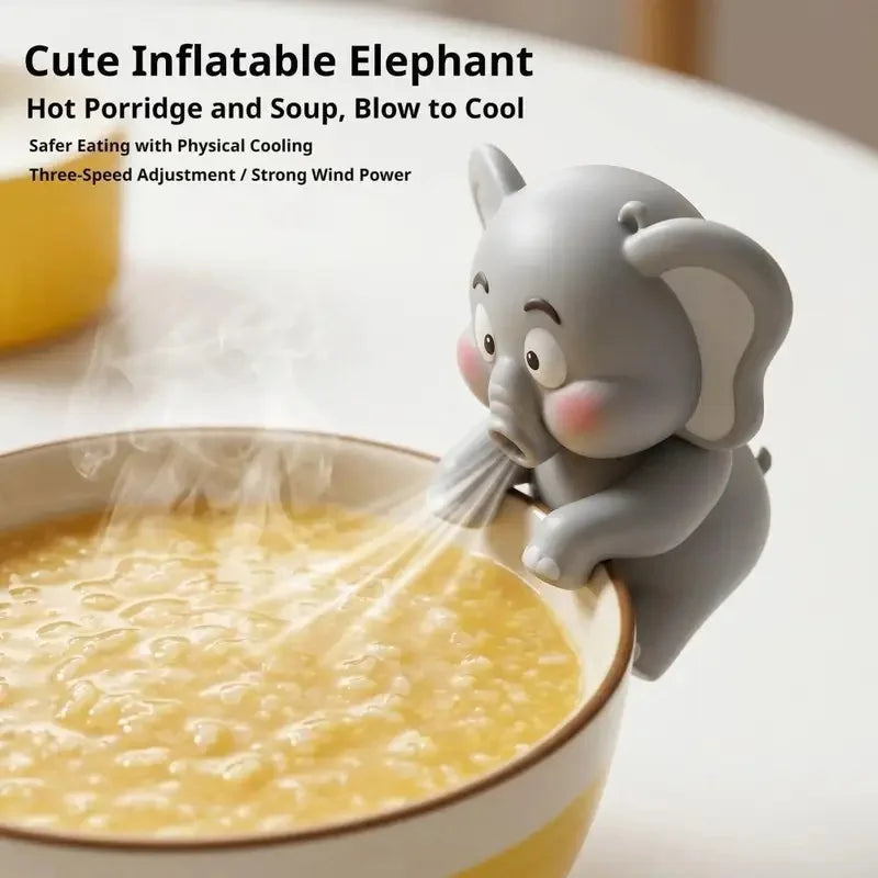 Dinosaur Fan Blowing Cool Rice Cool Soup Handy Tool Cute Elephant Portable Hanging,Hot Water Complementary Food Ornaments Toys