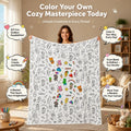 DIY Coloring Blanket Cute Animal Pattern Washable Fleece Throw Color Your Own Creative Stress Relief Gift For Adults Kids Teens