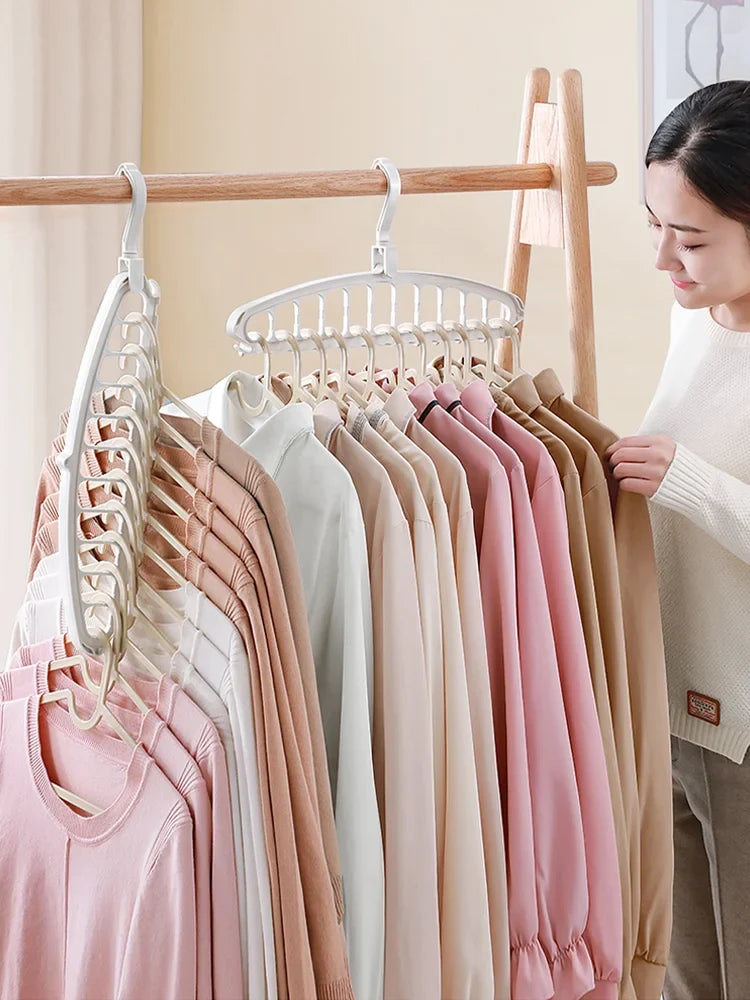 9-Hole Foldable Clothes Hangers Plastic Heavy Duty Space Saving Organizer Hangers For Clothes Home Closet Wardrobe Hanger