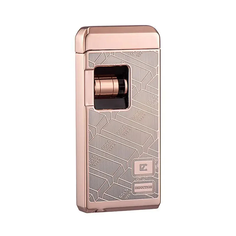 Metal Induction Windproof Red Jet Flame Butane Gas Lighter Creative Touch Roller Battery Ignition Smoking Accessories Gadgets