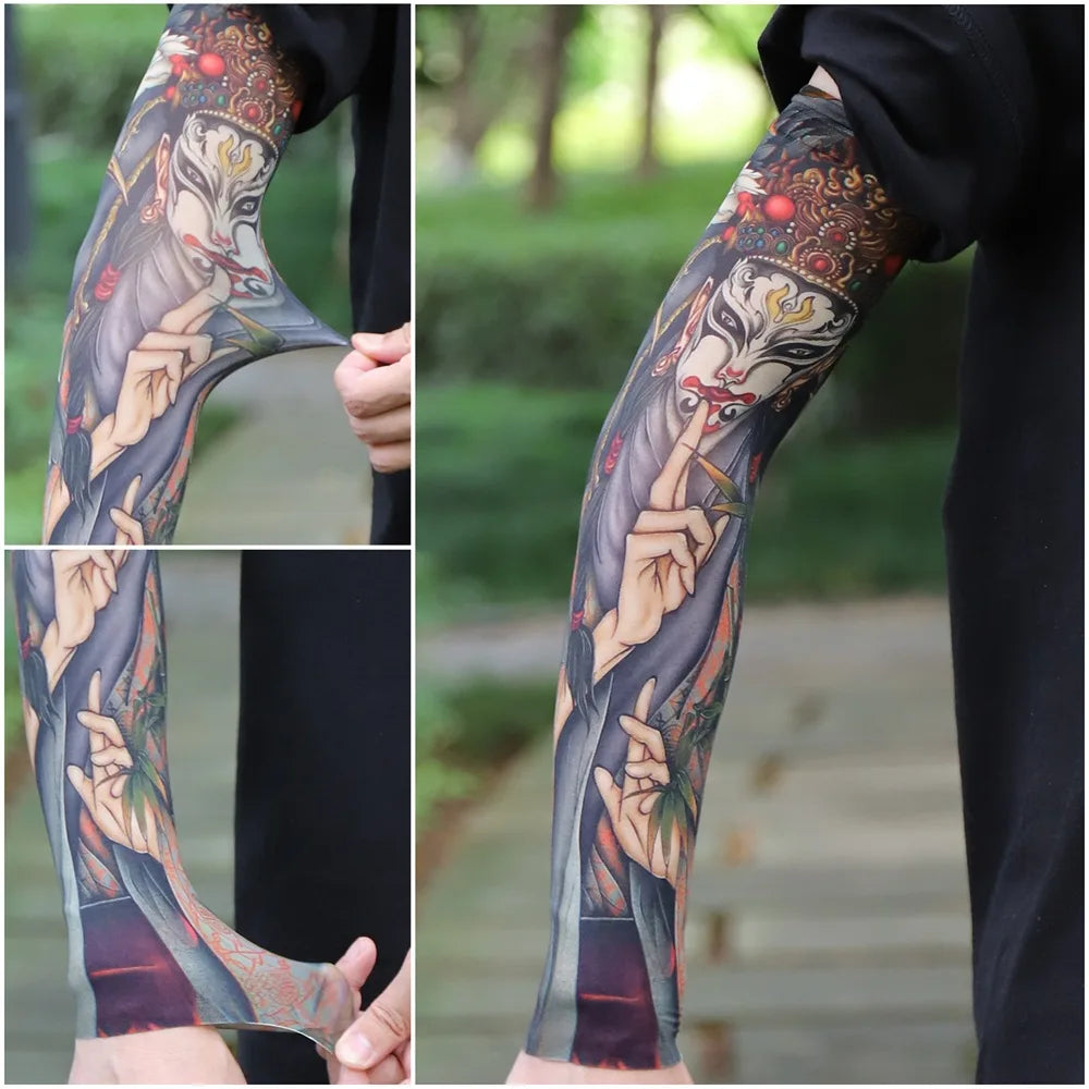 Sun Protection Tattoo Sleeve Cycling Cooling Summer Driving Seamless Arm Cover Men Ultra-Thin Breathable Elastic Arm Sleeve