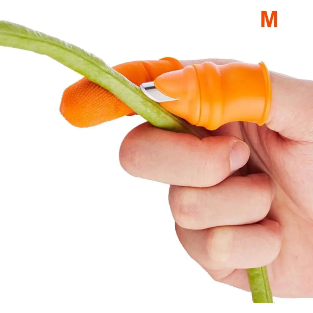 Silicone Thumb Cutter Finger Sleeve Set, Picking Harvest Tool for Fruit Vegetable Gardening, Kitchen Peeler