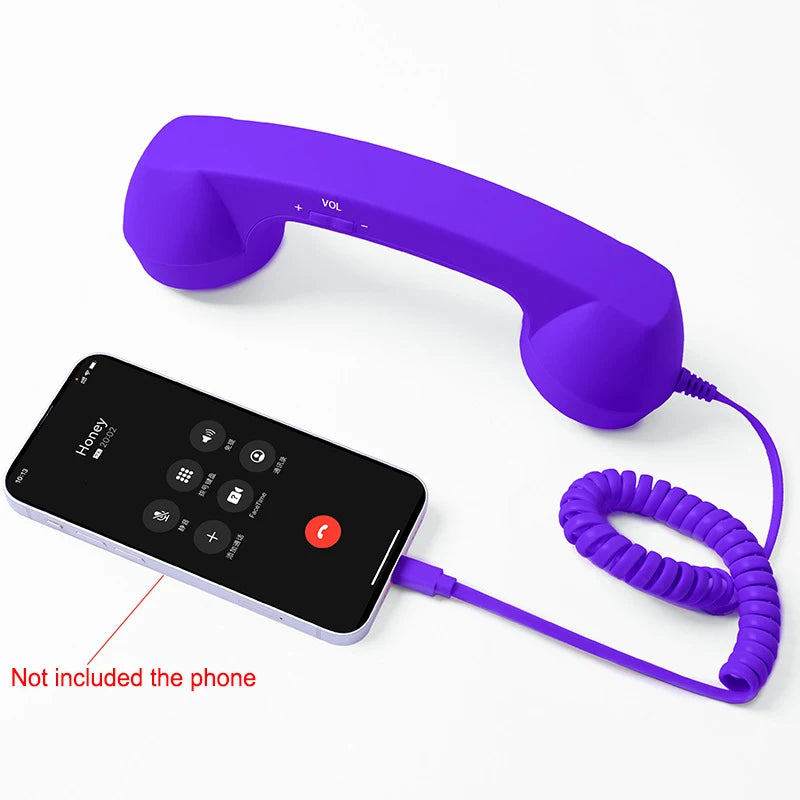 3.5mm/Type-C Retro Phone Handset, Radiation Proof Telephone Handset Cell Phone Receiver with Mic, for Cell Phones, Smartphone