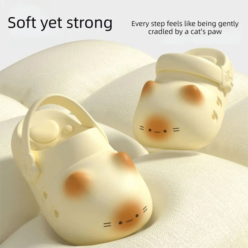 New Waterproof Cat Slippers Bottom Cat Paw Anti Slip Cat Paw Slippers Closed Toe Soft Bottom Small Cat Mules Outdoor Indoor