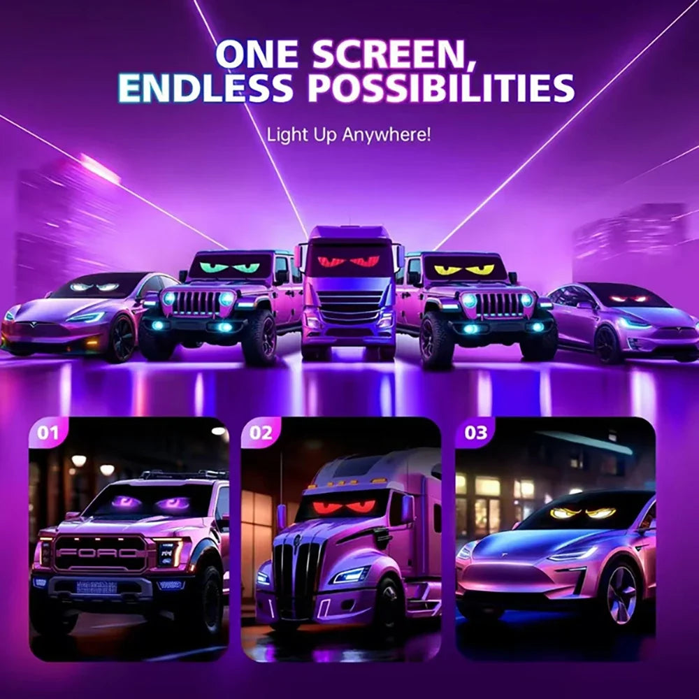 LED Truck Devil Eye Matrix Pixel Panel Remote App Control Soft Lighting Graffiti Scrolling DIY Programmable Flexible Screen
