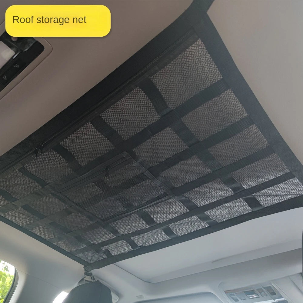 Universal Car Interior Roof Storage Organizer Bag Car Supplies Storage Mesh Bag Polyester Black Car Back Seat Organizer