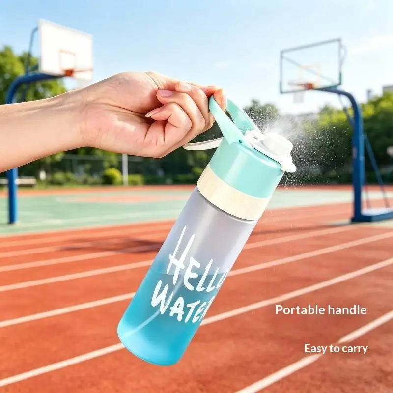 @*Gradient Frosted 650ML Large Capacity Spray Water Bottle Portable BPA Free for Hiking Cycling Outdoor Sports