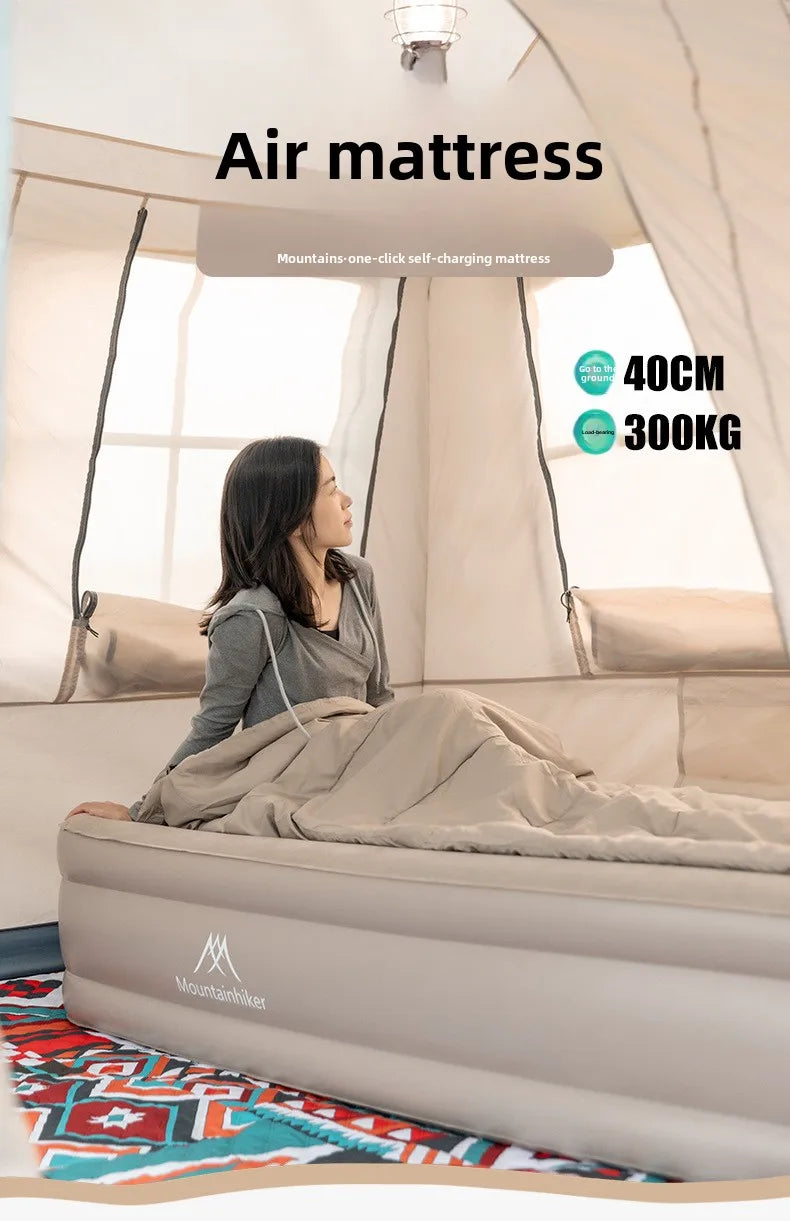 MOUNTAINHIKER New Interior Air Mattress Glamping Mats PVC Inflatable Sleeping Mattress 1/3 Person Camping Bed Mat Built-in Pump