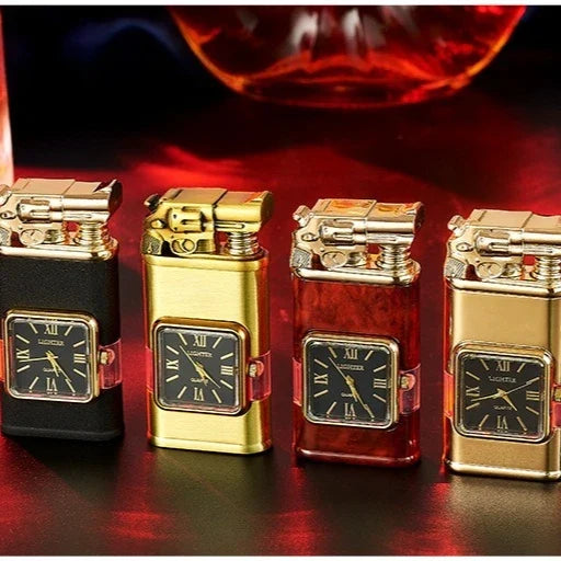 New Fashionable Multi Functional Double Fire Inflatable Lighter Convenient with Dial Breathable Chamber Cigarette Accessories