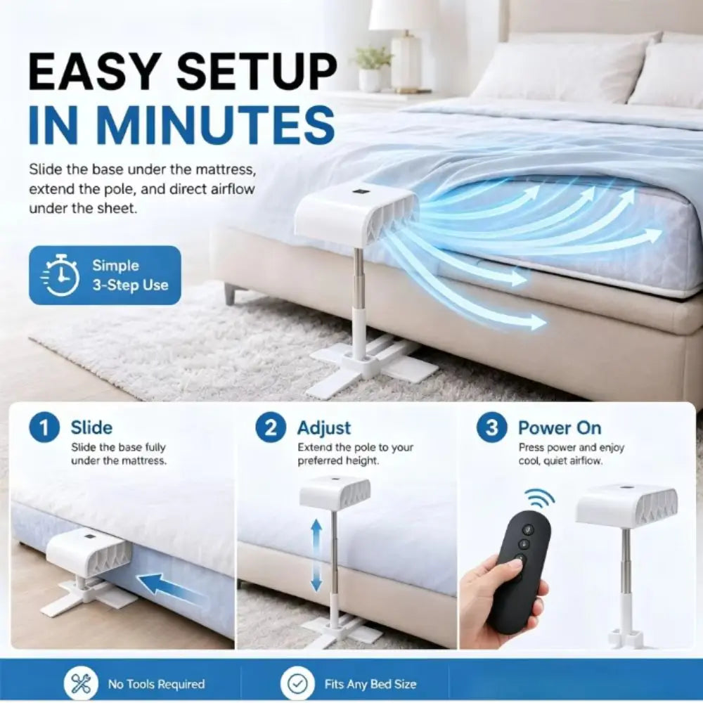 Wireless Remote Control Bed Air Circulator 5 Adjustable Wind Speeds Silent Bed Circulation Fan 5 Speed Portable
