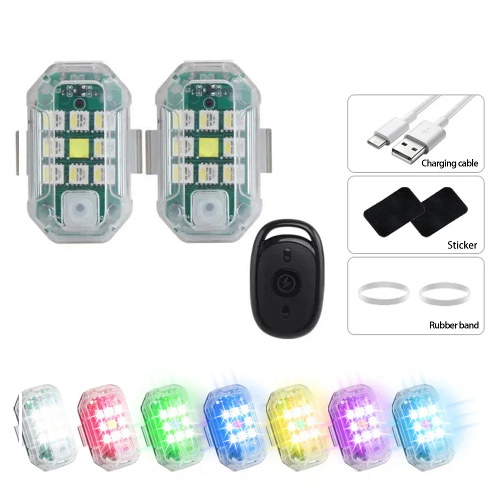 2Pc Remote Motorcycle Car Lights RC Drone LED Flash Wireless Light RC Fix Wing Aircraft Airplane Helicopter Warning Lights