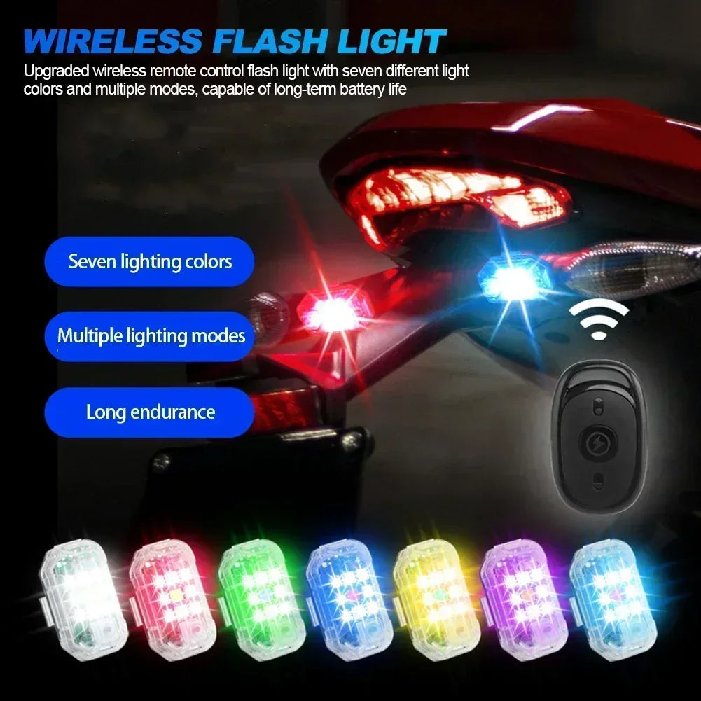 2Pc Remote Motorcycle Car Lights RC Drone LED Flash Wireless Light RC Fix Wing Aircraft Airplane Helicopter Warning Lights