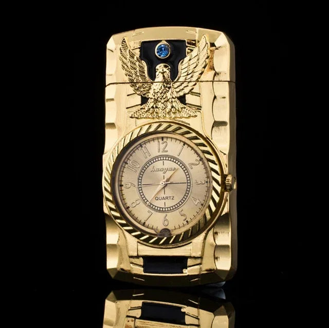 Gecko Shape Quartz Clock Lighter, Compact Gas Lighter, Butane Jet Torch, Cigarette Cigar, Direct Fire Lighter, Men's Gift