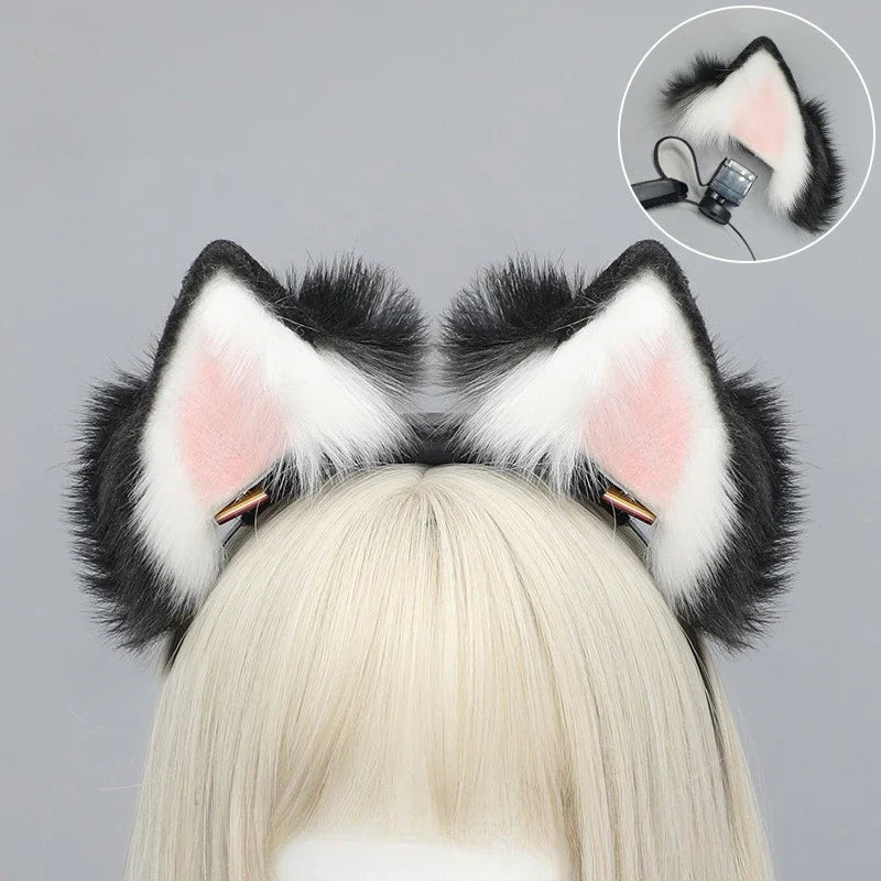 Simulation Animal Ear Headband Rechargeable Electric Movable Cosplay Accessory