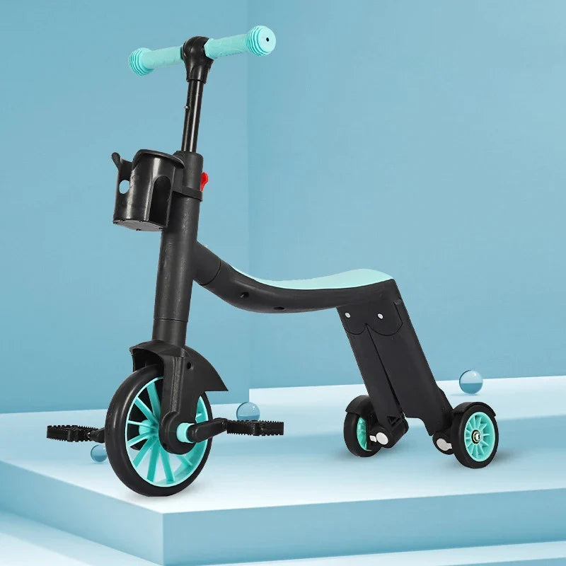 Multifunction Kick Scooter Height Adjustable For Kids Boys Girls Cycling Bicycles Foot Scooters With Push Handle,Pedal 3 In 1