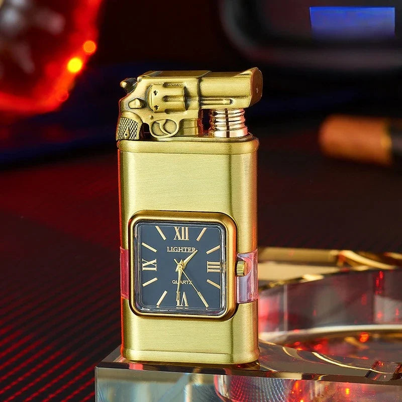 New Fashionable Multi Functional Double Fire Inflatable Lighter Convenient with Dial Breathable Chamber Cigarette Accessories