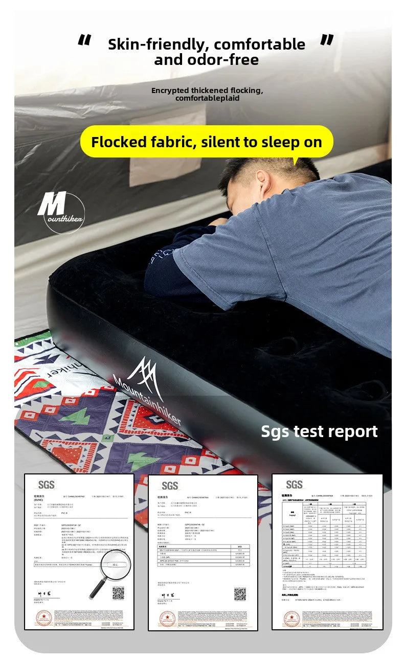 MOUNTAINHIKER New Interior Air Mattress Glamping Mats PVC Inflatable Sleeping Mattress 1/3 Person Camping Bed Mat Built-in Pump