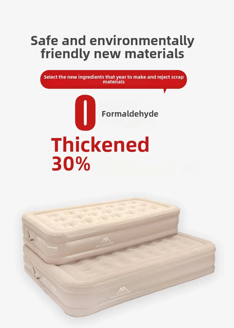 MOUNTAINHIKER New Interior Air Mattress Glamping Mats PVC Inflatable Sleeping Mattress 1/3 Person Camping Bed Mat Built-in Pump