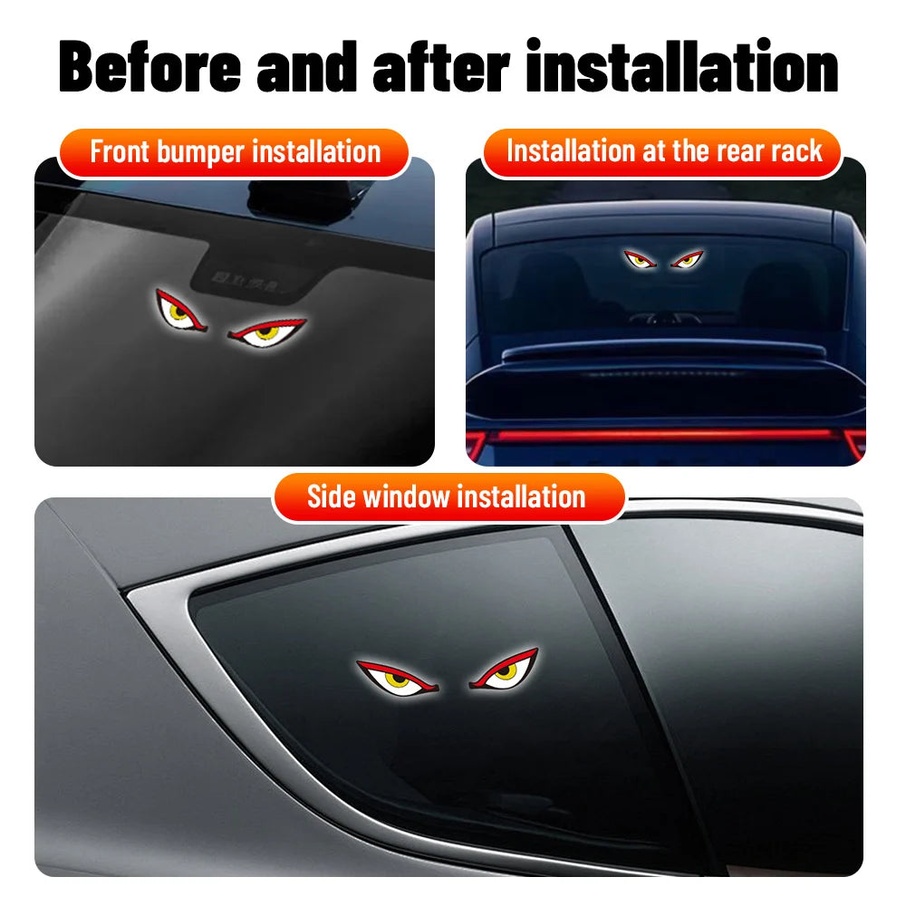 Solar Powered Car Neon Light Wireless Cool DEMON EYE Led Ambient Light Suction Cup USB Rechargeable Atmosphere Breathing Lamp