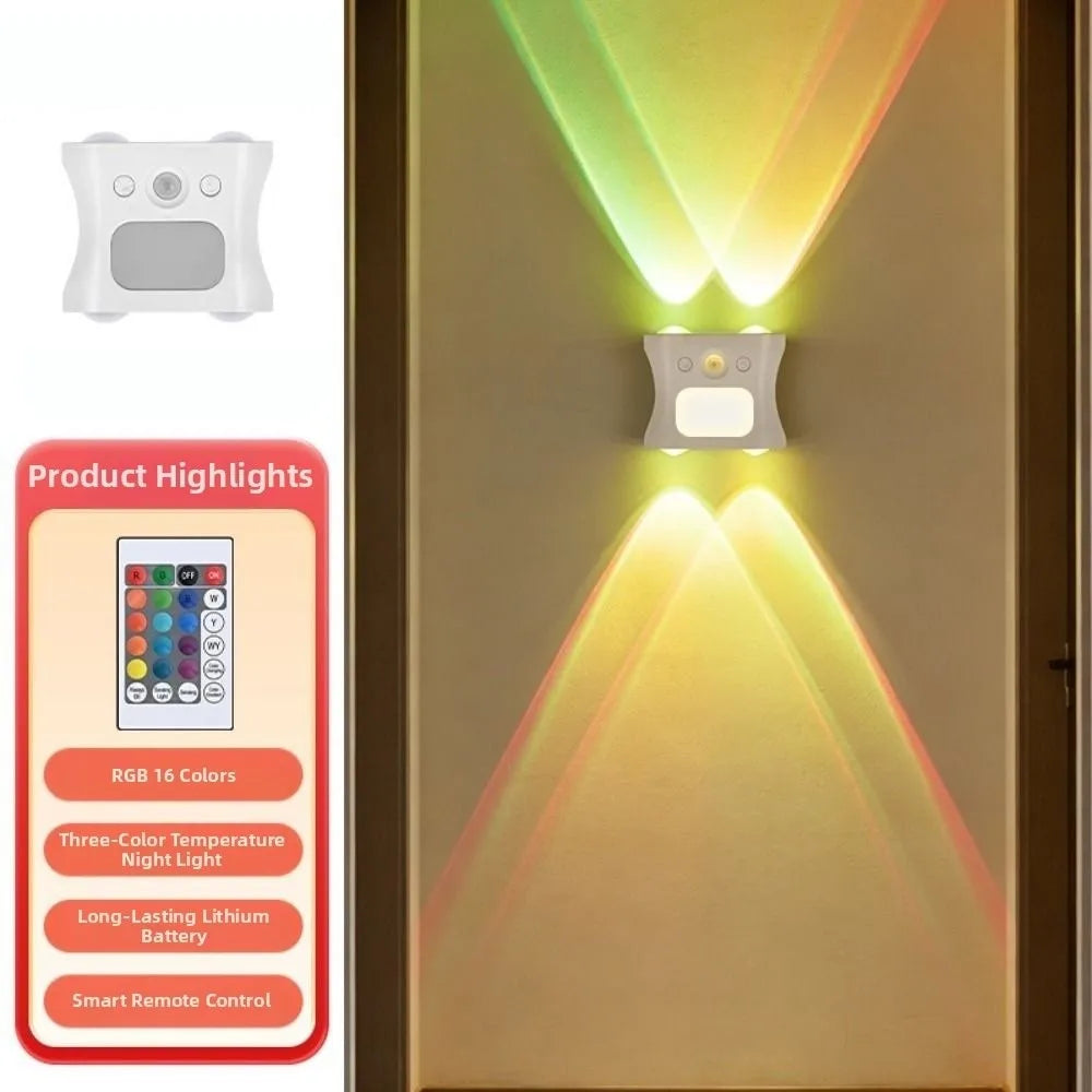 Rechargeable Human Body Sensor Wall Lamp RGB 16 Colors Intelligent Motion Sensor Night Light Magnetic Dimmable Smart Wall Light
