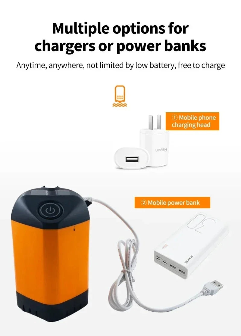Portable USB Rechargeable High Pressure Waterproof Shower Pump for Camping Beach Hiking Pet Bath Car Wash