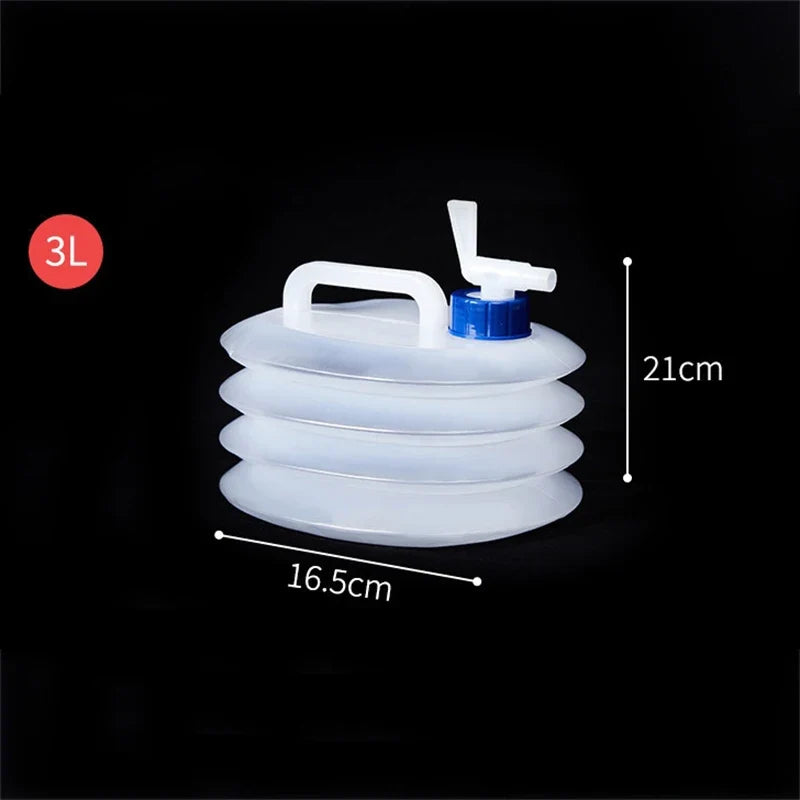 PE Folding Water Bag Retractable Bucket Outdoor Collapsible Water Bag Portable Driving Water Tank Container Faucet Car Camping