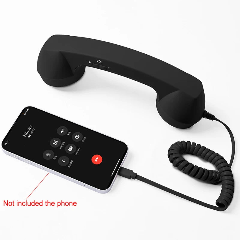 3.5mm/Type-C Retro Phone Handset, Radiation Proof Telephone Handset Cell Phone Receiver with Mic, for Cell Phones, Smartphone