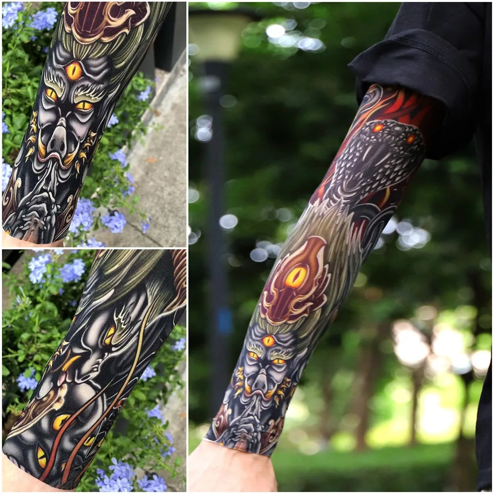 Sun Protection Tattoo Sleeve Cycling Cooling Summer Driving Seamless Arm Cover Men Ultra-Thin Breathable Elastic Arm Sleeve