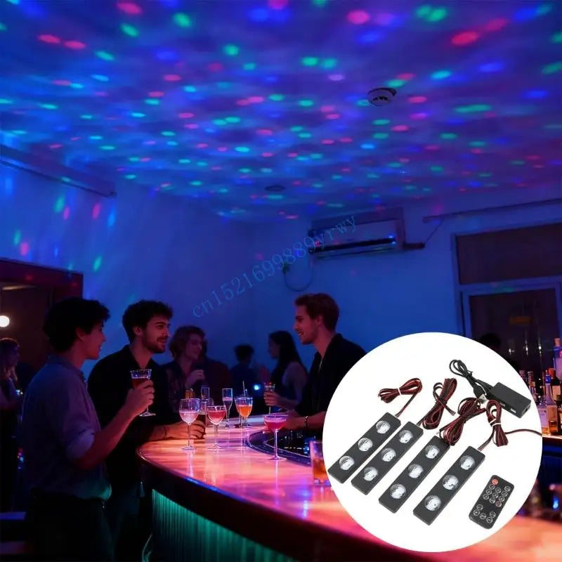 Pack of 4 Energy Saving LED Lights for Automobiles Sound Activated Color Modes Universal Fit Simple Attachment Included 6XDB