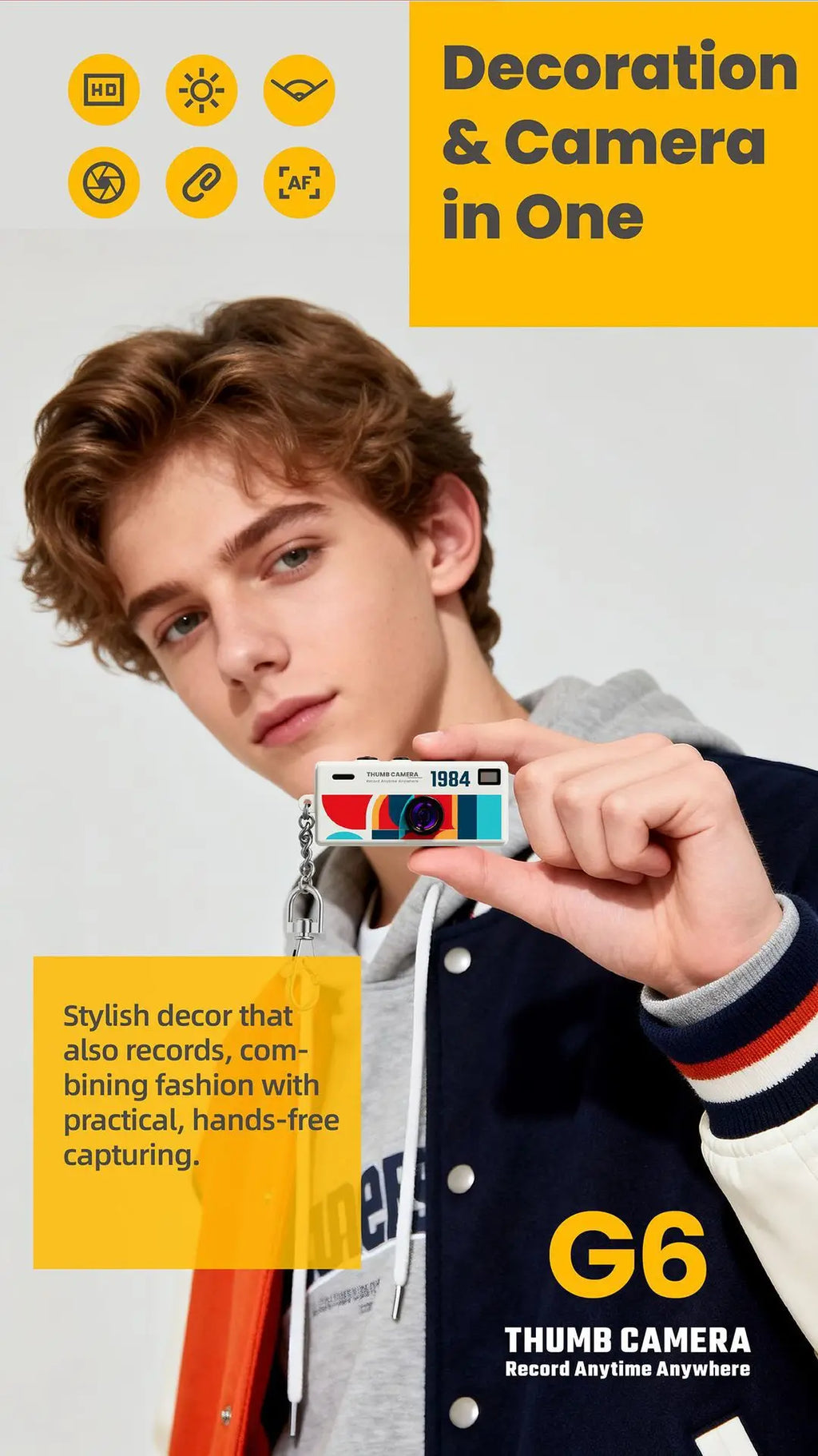Mini Camera Hidden Camera Keychain Camera Daily Recording Student Sports Dedicated 1080P Support Storage Card Student Gifts