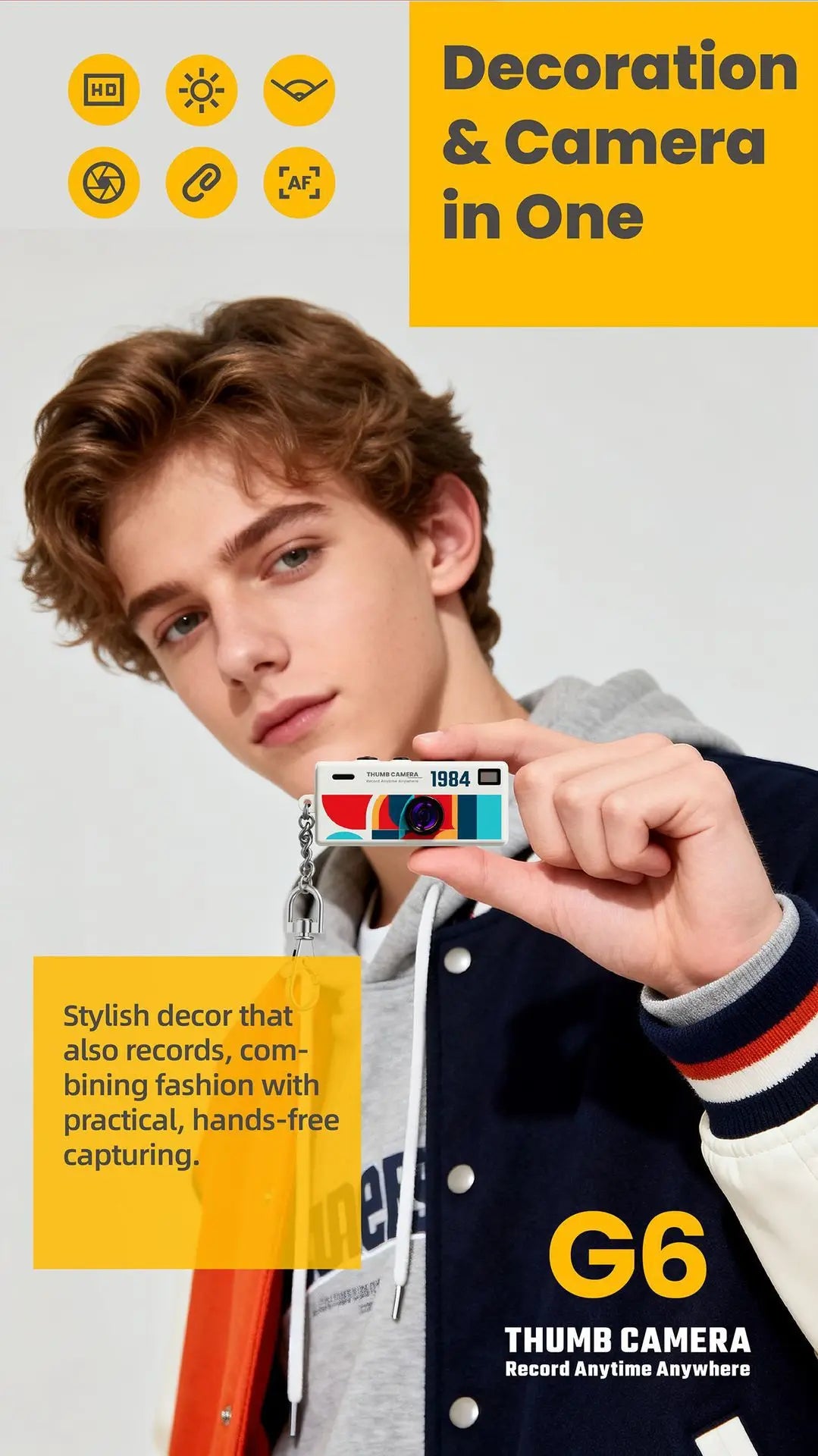Mini Camera Hidden Camera Keychain Camera Daily Recording Student Sports Dedicated 1080P Support Storage Card Student Gifts