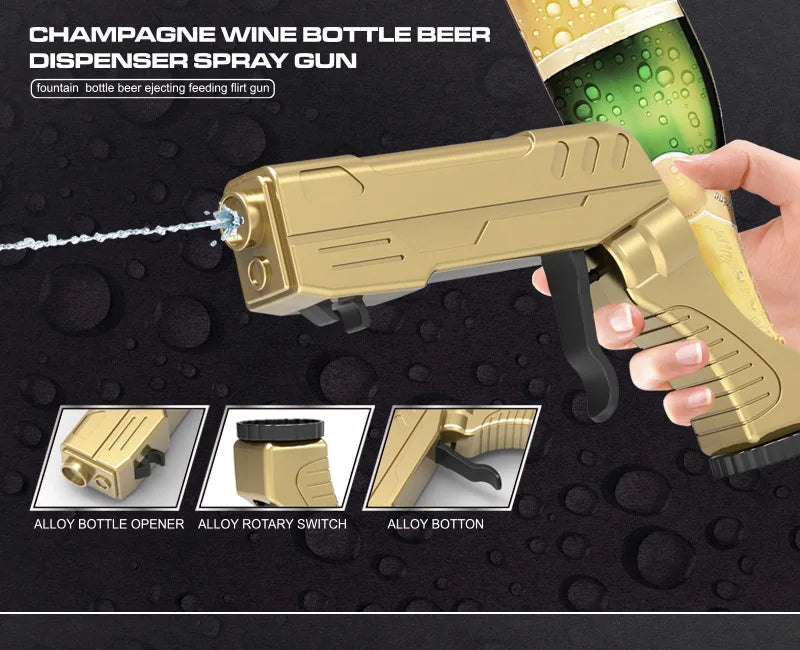 Champagne wine bottle beer dispenser spray gun beer ejecting feeding flirt gun