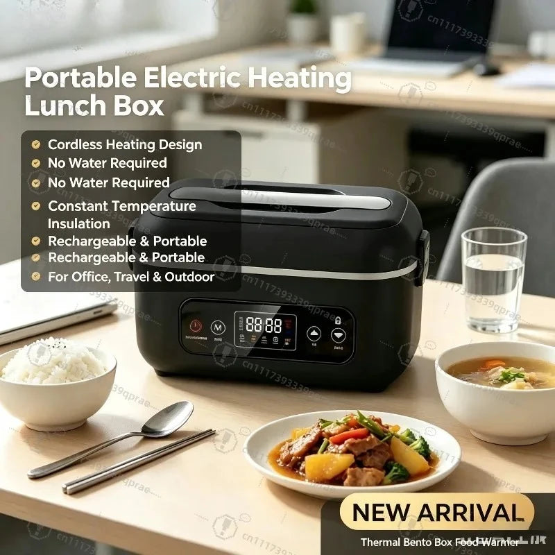 Portable Electric Thermal Lunch Box Rechargeable Heating Bento Box No Water Required For Workplace Daily Use