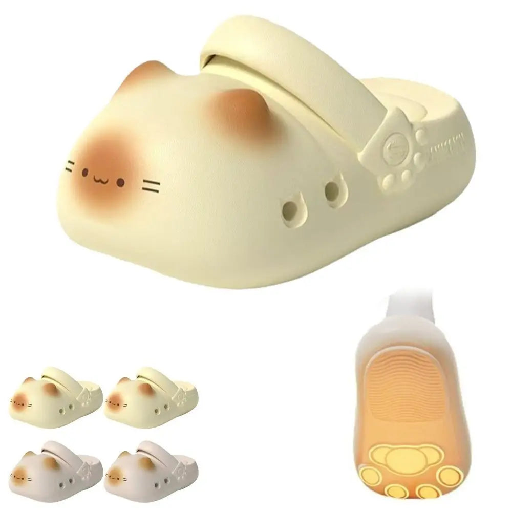 New Waterproof Cat Slippers Bottom Cat Paw Anti Slip Cat Paw Slippers Closed Toe Soft Bottom Small Cat Mules Outdoor Indoor