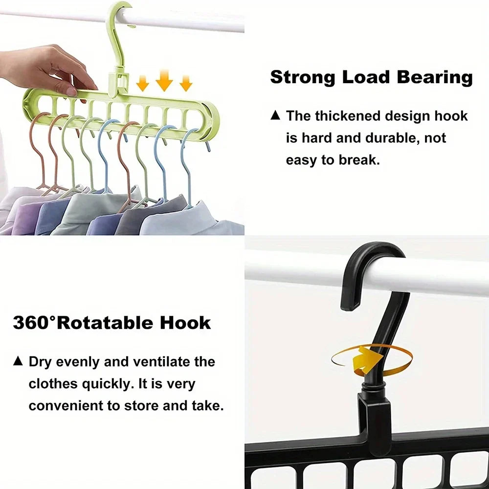 9-Hole Foldable Clothes Hangers Plastic Heavy Duty Space Saving Organizer Hangers For Clothes Home Closet Wardrobe Hanger