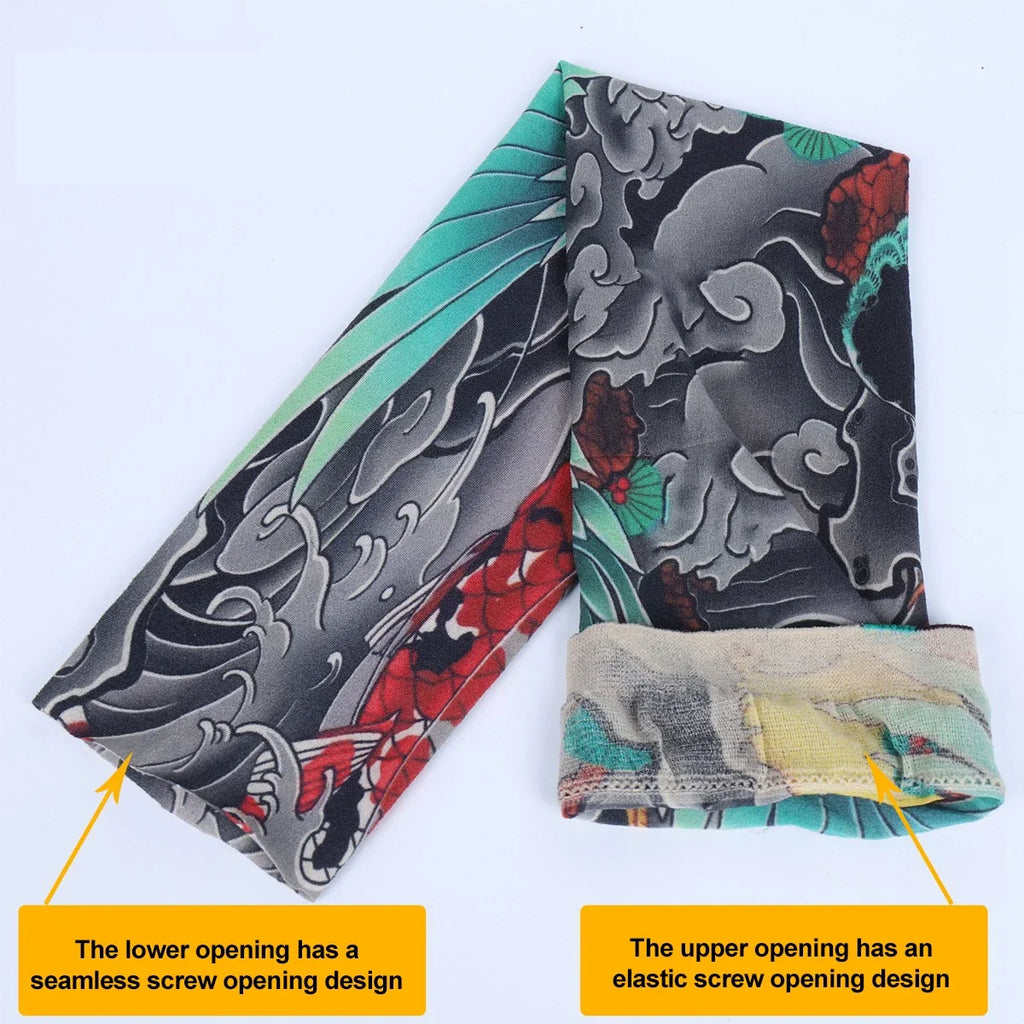 Sun Protection Tattoo Sleeve Cycling Cooling Summer Driving Seamless Arm Cover Men Ultra-Thin Breathable Elastic Arm Sleeve