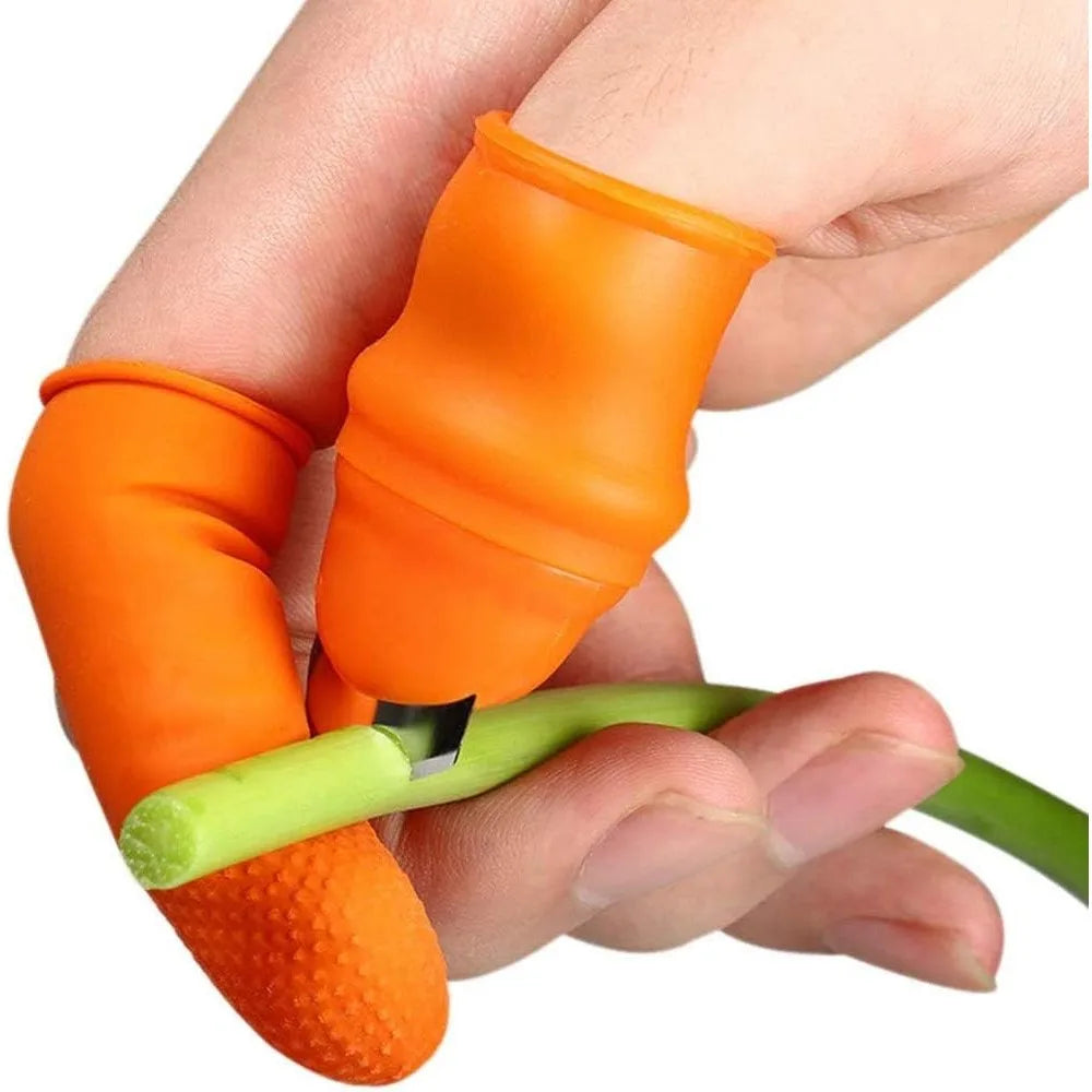 Silicone Thumb Cutter Finger Sleeve Set, Picking Harvest Tool for Fruit Vegetable Gardening, Kitchen Peeler