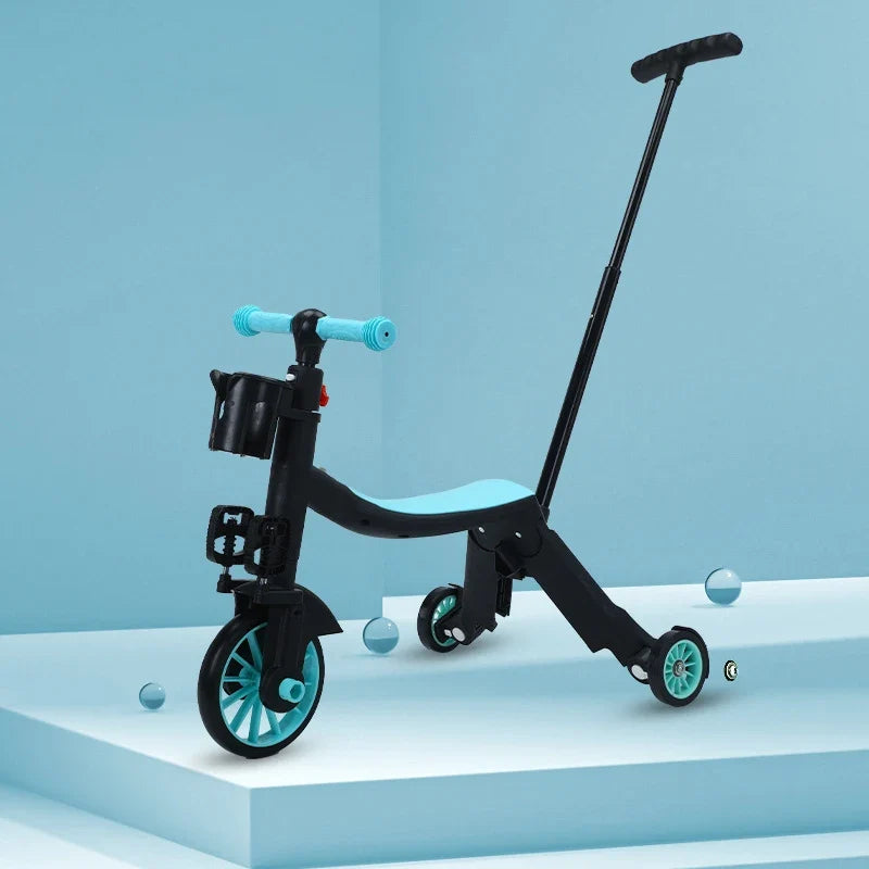 Multifunction Kick Scooter Height Adjustable For Kids Boys Girls Cycling Bicycles Foot Scooters With Push Handle,Pedal 3 In 1