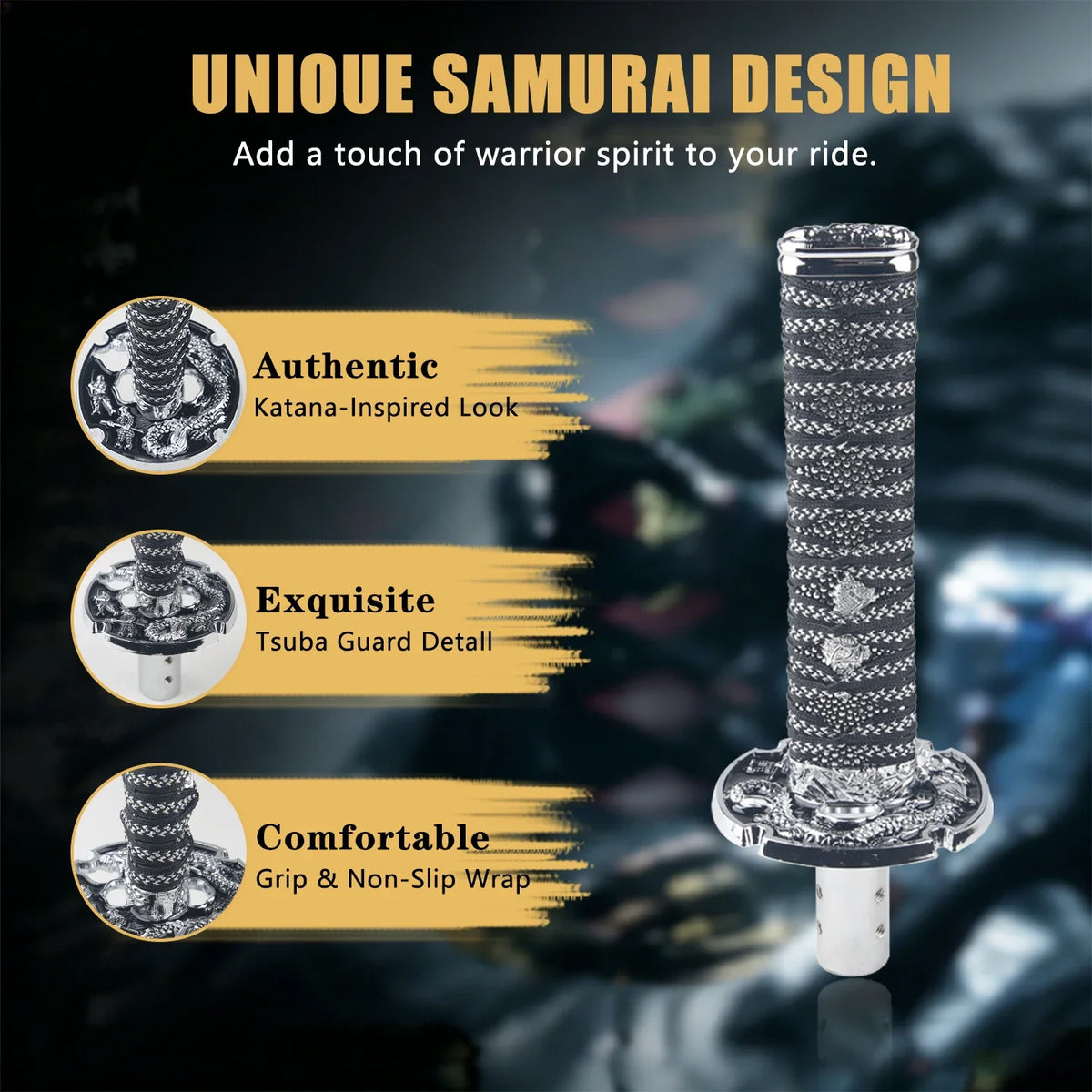 Universal JDM Samurai Sword Shift Knob 150mm / 200mm Samurai knife shift knob with adapter