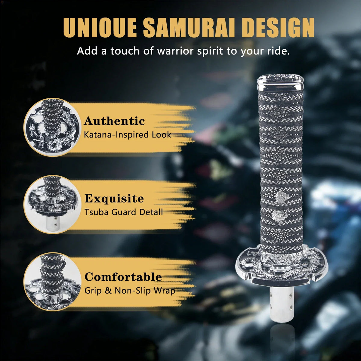 Universal JDM Samurai Sword Shift Knob 150mm / 200mm Samurai knife shift knob with adapter