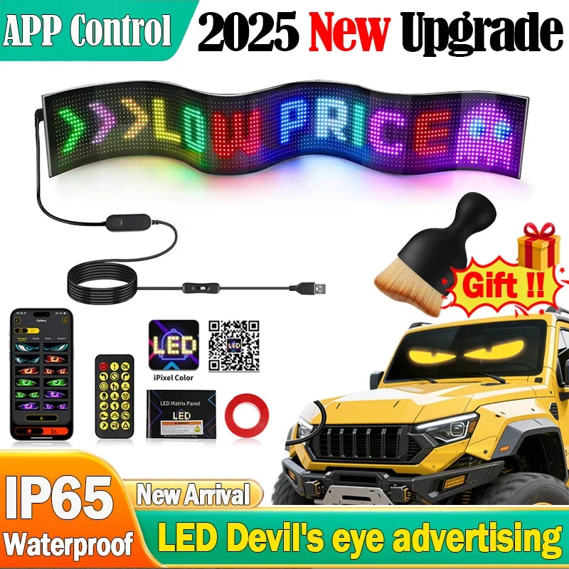 LED Truck Devil Eye Matrix Pixel Panel Remote App Control Soft Lighting Graffiti Scrolling DIY Programmable Flexible Screen