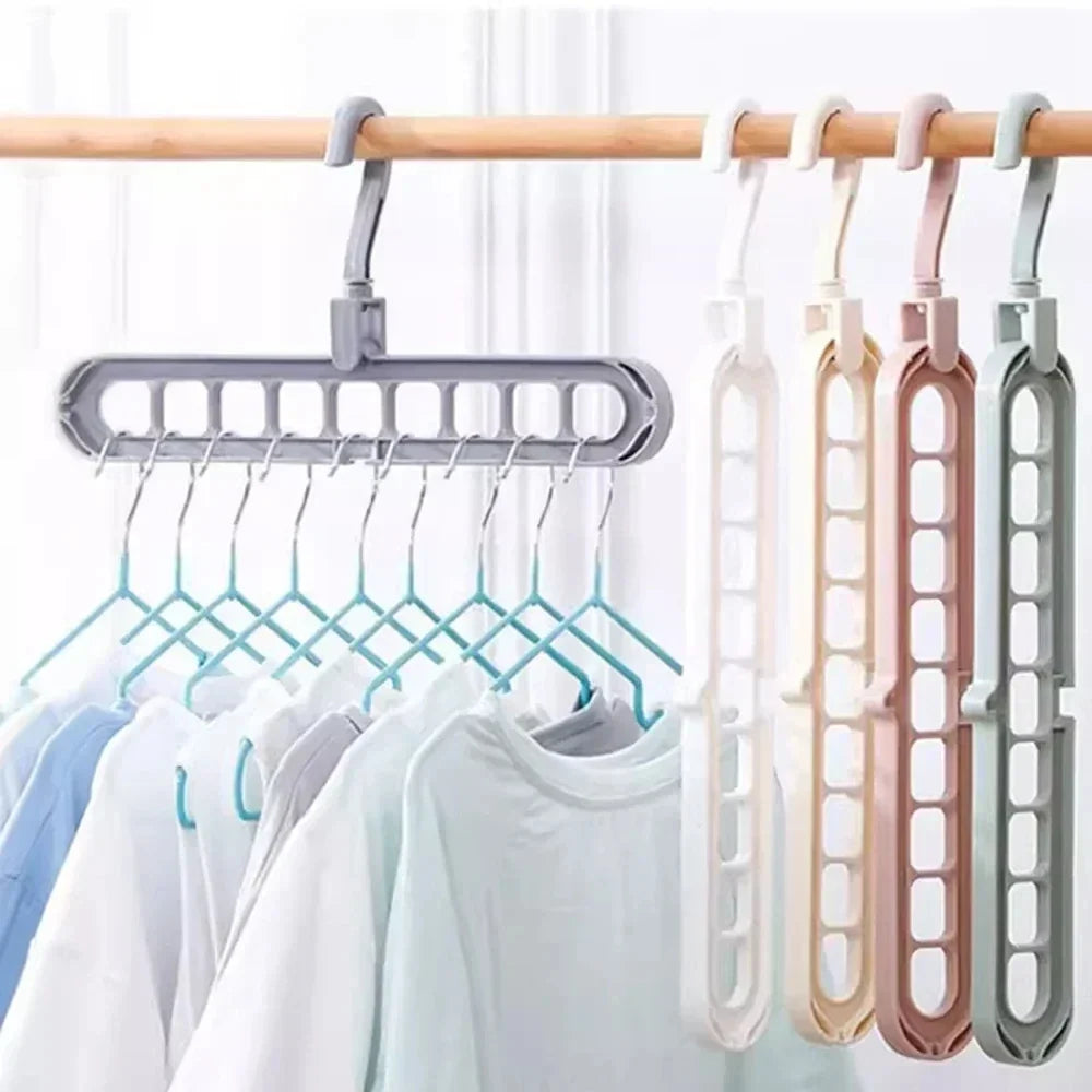 9-Hole Foldable Clothes Hangers Plastic Heavy Duty Space Saving Organizer Hangers For Clothes Home Closet Wardrobe Hanger