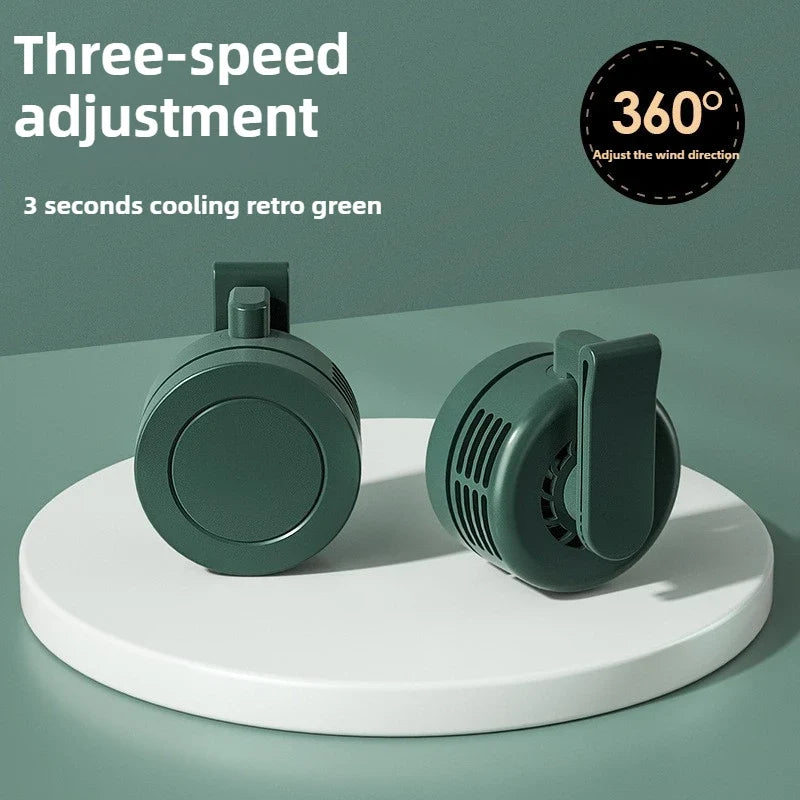 Mini Clip Fans Hanging Waist Neck Fan Girl Electric Air Cooling Fan 900mah USB Leafless Fan 3 Speeds Portable Cooler Air