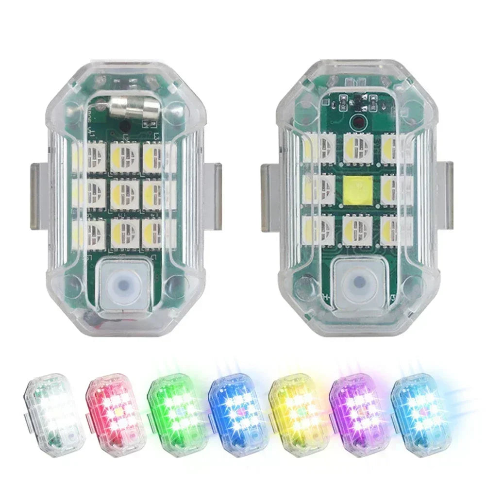 2Pc Remote Motorcycle Car Lights RC Drone LED Flash Wireless Light RC Fix Wing Aircraft Airplane Helicopter Warning Lights